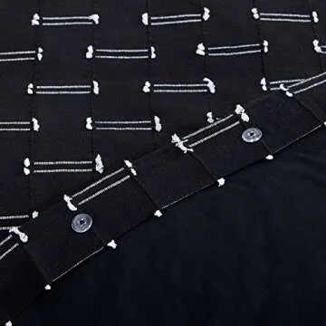 Rivet Global Textured Cotton Duvet Cover Set in Black