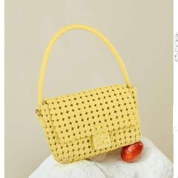 Angryapple Women Vegan Leather Hand-woven Handbag,Fashion Candy Color Shoulder Underarm Crossbody wi...