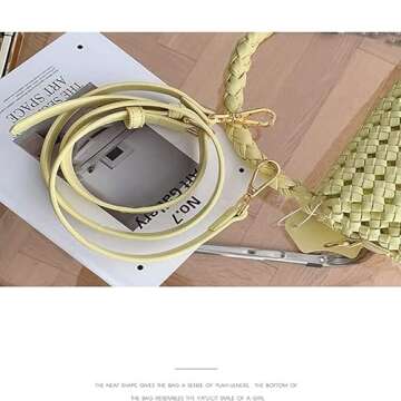 Angryapple Women Vegan Leather Hand-woven Handbag,Fashion Candy Color Shoulder Underarm Crossbody with Purse Casual Tote Bag (yellow)