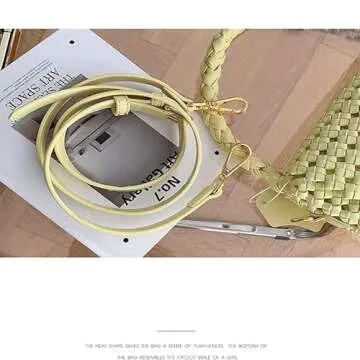 Angryapple Women Vegan Leather Hand-woven Handbag,Fashion Candy Color Shoulder Underarm Crossbody with Purse Casual Tote Bag (yellow)