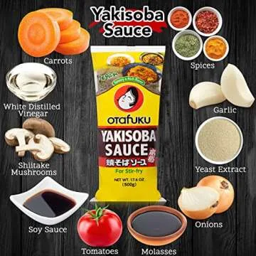 Otafuku Yakisoba Sauce for Japanese Stir Fry Noodles, Vegan Yakisoba Sauce Authentic Umami Flavor - No Artificial Flavors, Colors or Preservatives (17.6 Oz)