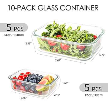 10 Pack Glass Storage Containers - Meal Prep Made Easy