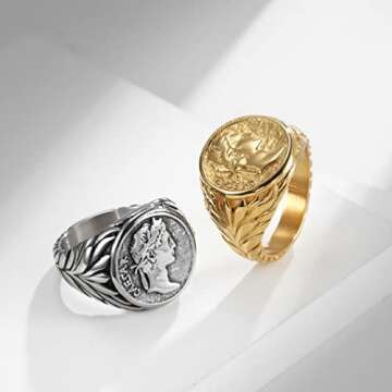 ANIEJUFI Stainless Steel Vintage Signet Ring for All