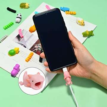 24 Pcs Charger Cable Protectors Cute Cartoon Animal USB Charging Cable Saver Phone Accessory and Spiral Tube Spring-Shaped Flexible Wire Protector
