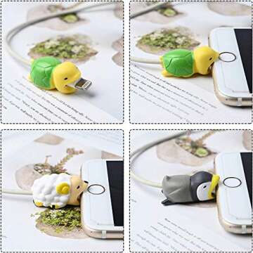 24 Pcs Charger Cable Protectors Cute Cartoon Animal USB Charging Cable Saver Phone Accessory and Spiral Tube Spring-Shaped Flexible Wire Protector