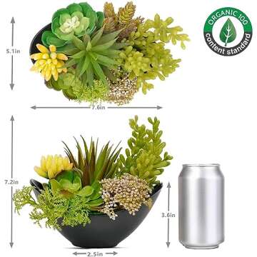Luxsego Artificial Succulents Plants, Fake Potted Plants - 7.2 Inch Faux Succulents, Artificial Plan...