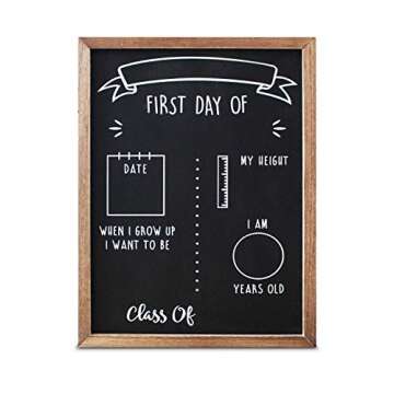 First Day of School Board | School Chalkboard Sign for Kids Back to School | 12" x 16" Wood Framed Reusable First Day of School Sign