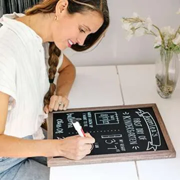 First Day of School Board | School Chalkboard Sign for Kids Back to School | 12" x 16" Wood Framed Reusable First Day of School Sign