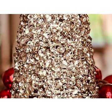 TenWaterloo Champagne Gold Artificial Christmas Cone Trees, Set of 2, 12 Inches and 18 Inches High