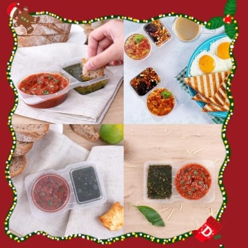 VOUKEN 10Pcs Double Compartment Containers for Snacks