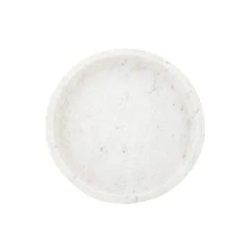 Creative Co-Op Minimalist Round Carved Marble Tray or Charcuterie Board, White, 12"
