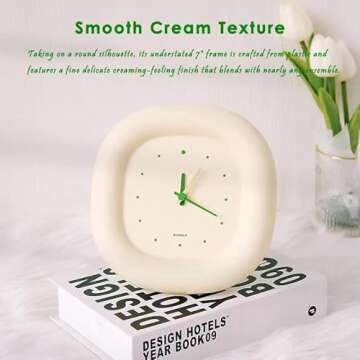Pusime 7”Cute Silent No-Ticking Desk Wall Clock, Small Bubble Minimalist Modern Table Analog Clock,Quartz Room Decor Sweep Movement Battery Operated for Bedside/Bedroom/Kitchen/Living Room/Gift(Green)