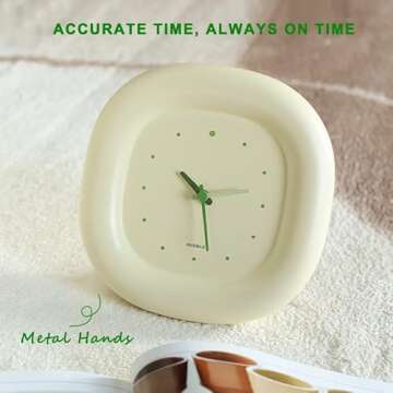 Pusime 7”Cute Silent No-Ticking Desk Wall Clock, Small Bubble Minimalist Modern Table Analog Clock,Quartz Room Decor Sweep Movement Battery Operated for Bedside/Bedroom/Kitchen/Living Room/Gift(Green)