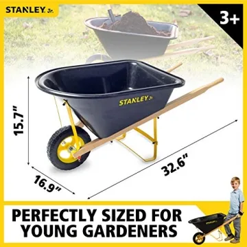 Red Toolbox Stanley Jr. Kids Wheelbarrow: Hands-On Gardening Fun for Little Ones, Ages 3 and Up