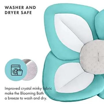 Blooming Bath Lotus Baby Bath Seat - Flower Bath Mat Baby Bath Tub Sink Bath Cushion - The Original Washer-Safe Flower Seat Baby Essentials Must Haves (Seafoam/White/Gray)