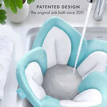 Blooming Bath Lotus Baby Bath Seat - Flower Bath Mat Baby Bath Tub Sink Bath Cushion - The Original Washer-Safe Flower Seat Baby Essentials Must Haves (Seafoam/White/Gray)