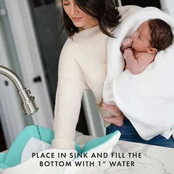 Blooming Bath Lotus Baby Bath Seat - Flower Bath Mat Baby Bath Tub Sink Bath Cushion - The Original Washer-Safe Flower Seat Baby Essentials Must Haves (Seafoam/White/Gray)