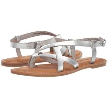 Shop Amazon Essentials Women's Silver Strappy Sandals