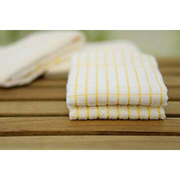 AMOUR INFINI Kitchen Towels Set of 4 - Highly Absorbent, Super Soft Terry Cotton 20x28 Inch Dish Towels with Hanging Loop - Hand & Tea Towels for Cleaning & Drying Dishes (Yellow)