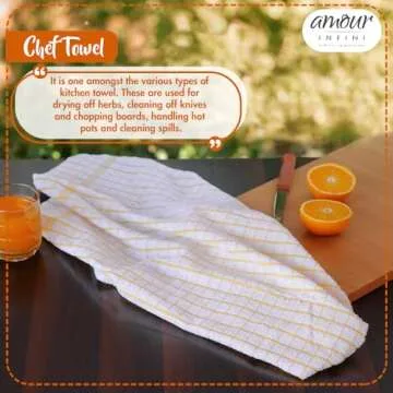 AMOUR INFINI Kitchen Towels Set of 4 - Highly Absorbent, Super Soft Terry Cotton 20x28 Inch Dish Towels with Hanging Loop - Hand & Tea Towels for Cleaning & Drying Dishes (Yellow)
