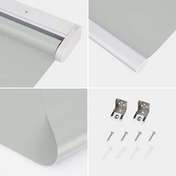 Allesin Motorized Roller Blinds Shade with Remote Control for Windows, Blackout Smart Roller Shades, Cordless & Rechargeable Automatic Blinds for Home, Office (Grey,H72 x W23)