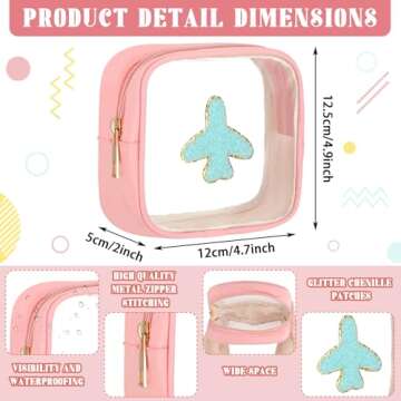 Abbylike 6 Pcs Small Preppy Patch Makeup Bags Mini Clear Travel Bag for Women PVC Waterproof Toiletr...