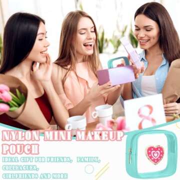 Abbylike 6 Pcs Small Preppy Patch Makeup Bags Mini Clear Travel Bag for Women PVC Waterproof Toiletry Bags Cute Chenille Pattern Pouch Purse with Zipper for Women, 4.9 x 4.7 x 2 Inch (Elegant)