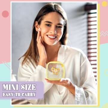 Abbylike 6 Pcs Small Preppy Patch Makeup Bags Mini Clear Travel Bag for Women PVC Waterproof Toiletry Bags Cute Chenille Pattern Pouch Purse with Zipper for Women, 4.9 x 4.7 x 2 Inch (Elegant)