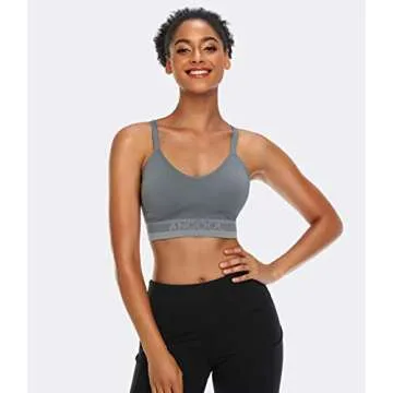 ANGOOL Strappy Sports Bra for Women, Longline Medium Support Yoga Bra Wirefree Padded Sports Bralette with Adjustable Straps White 3 Pack