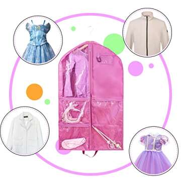 Waterproof Hanging Garment Bag,40 inch Garment Bags for Hanging Clothes,Garment Bags for Travel Storage,Dance Clothes Bag,Kids Garment Bag for Dance Costumes,Sports,Theatre,Beauty Pageants (Pink)