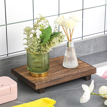 Nuogo Rustic Wood Riser Tray for Home Decor and Organization