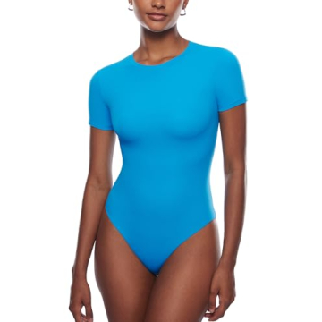 INLYRIC Women's Soft Stretch Summer Bodysuit - Madagascar Blue