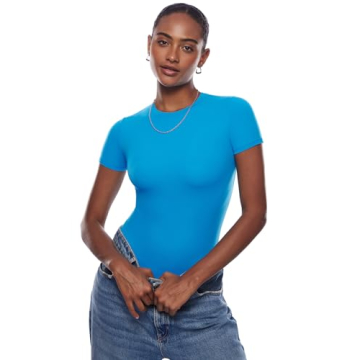 INLYRIC Women's Soft Stretch Bodysuit Madagascar Blue