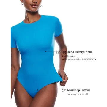 INLYRIC Women's Soft Stretch Bodysuit Madagascar Blue