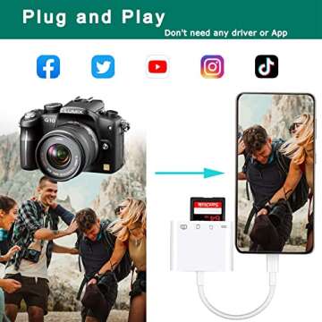 USB-C SD Card Reader, 4 in 1 USB OTG Adapter Compatible SD/TF Card with Charging Port Memory Card Reader for Camera, Phone with USB-C Port, Notebook and More USB C Devices