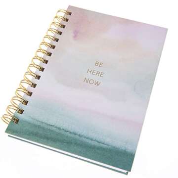 Graphique Hardbound Spiral Journal | Be Here Now Calming Watercolor Design | Premium Paper | Notebook | Diary | Lists | Record Month and Date | Great Gift | 160 Ruled Pages | 6.25” x 8.25”
