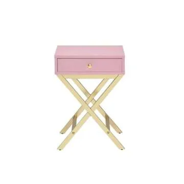 Acme Coleen Side Table in Pink & Gold