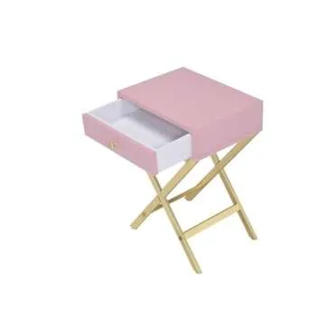 Acme Coleen Side Table in Pink & Gold