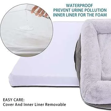 WINDRACING Orthopedic Dog Bed for Large Dogs, Bolster Sides Dog Sofa Bed with Removable Washable Cover & Non-Skid Bottom, Soft Pet Bed with Egg Foam Dog Couch for Sleeping, 40 x 28 Inch, Gray