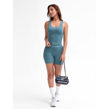 Trendy 2 Piece Workout Casual Tank Cotton Rib Sets