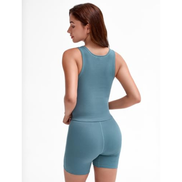 Trendy 2 Piece Workout Casual Tank Cotton Rib Sets