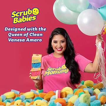 Scrub Daddy Sponge Set - Vanesa Amaro Scrub Babies - Sponges Designed for Smaller Hands, Temperature Controlled, Odor Resistant, Scratch Free Sponges 2 ct