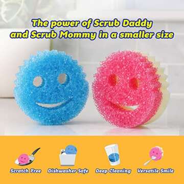 Scrub Daddy Sponge Set - Vanesa Amaro Scrub Babies - Sponges Designed for Smaller Hands, Temperature Controlled, Odor Resistant, Scratch Free Sponges 2 ct