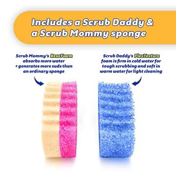 Scrub Daddy Sponge Set - Vanesa Amaro Scrub Babies - Sponges Designed for Smaller Hands, Temperature Controlled, Odor Resistant, Scratch Free Sponges 2 ct