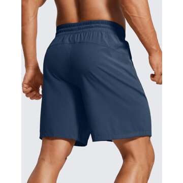 CRZ YOGA Men's Linerless Workout Shorts - 7'' Quick Dry for Running Sports Athletic Gym with Pockets...