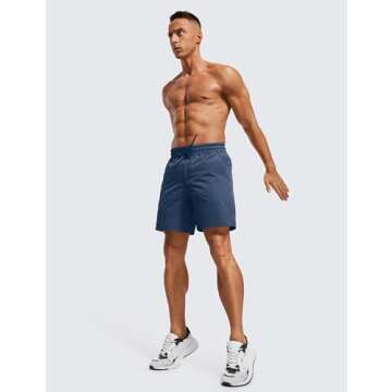 CRZ YOGA Men's Linerless Workout Shorts - 7'' Quick Dry for Running Sports Athletic Gym with Pockets Electric Blue Large