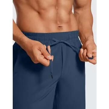 CRZ YOGA Men's Linerless Workout Shorts - 7'' Quick Dry for Running Sports Athletic Gym with Pockets Electric Blue Large