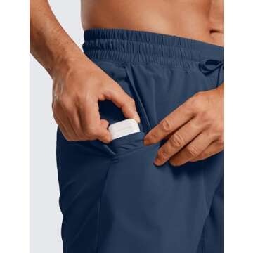 CRZ YOGA Men's Linerless Workout Shorts - 7'' Quick Dry for Running Sports Athletic Gym with Pockets Electric Blue Large
