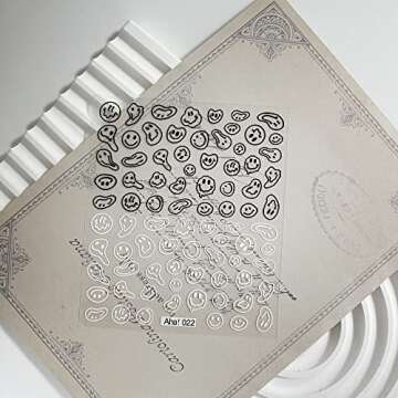 Graffiti Fun Nail Art Stickers Abstract Smiling Face Nail Decals 3D Self-Adhesive Fashion Trend Char...