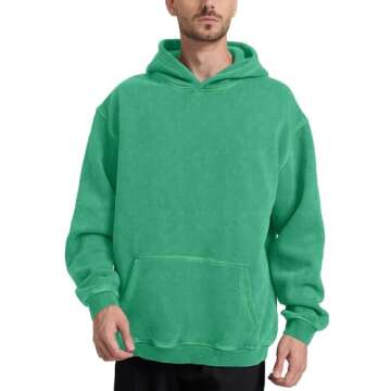Hatant Oversized Hoodie Sweatshirts for Men Couples Heavyweight Hoodies Pullover Vintage Mens Acid Wash Sweaters Hoodies with Pocket Men's Fashion Hoodies Sweatshirts 2025 Sap green-XL